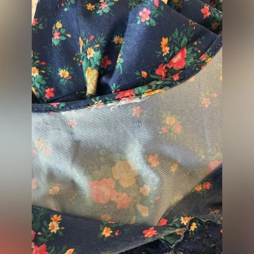 SET- Vintage Vanity Fair Gown | Robe. Housecoat 70’s Floral Women’s Sz-S Blue